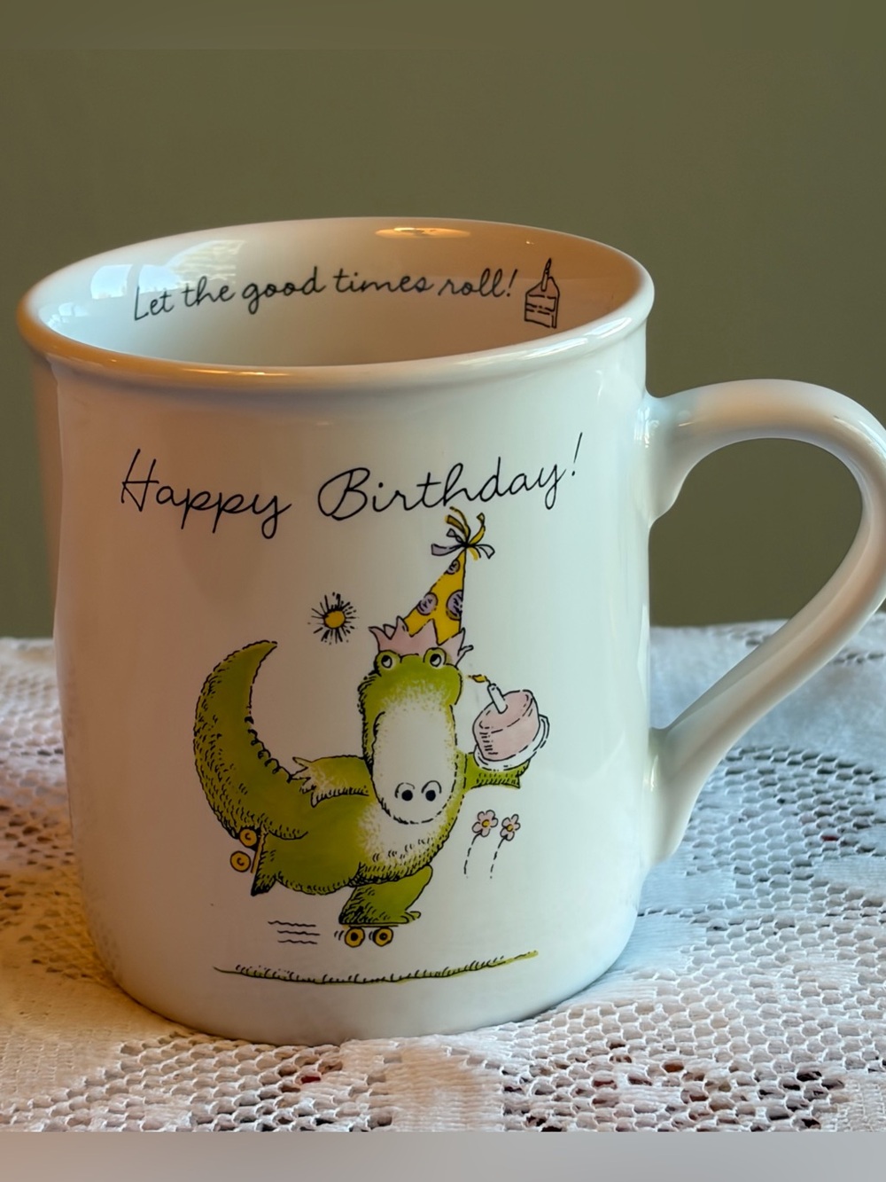 3/$30✨🧁Vintage 1985 Hallmark "Rim Shots" Birthday Mug “Let the good times roll!”